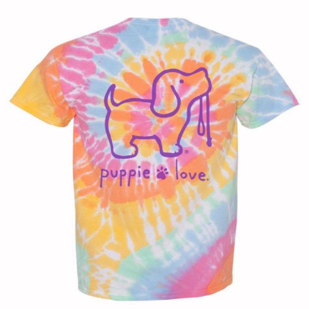 Puppie Love Dog Tie Dye Short Sleeve T-Shirt  NEW